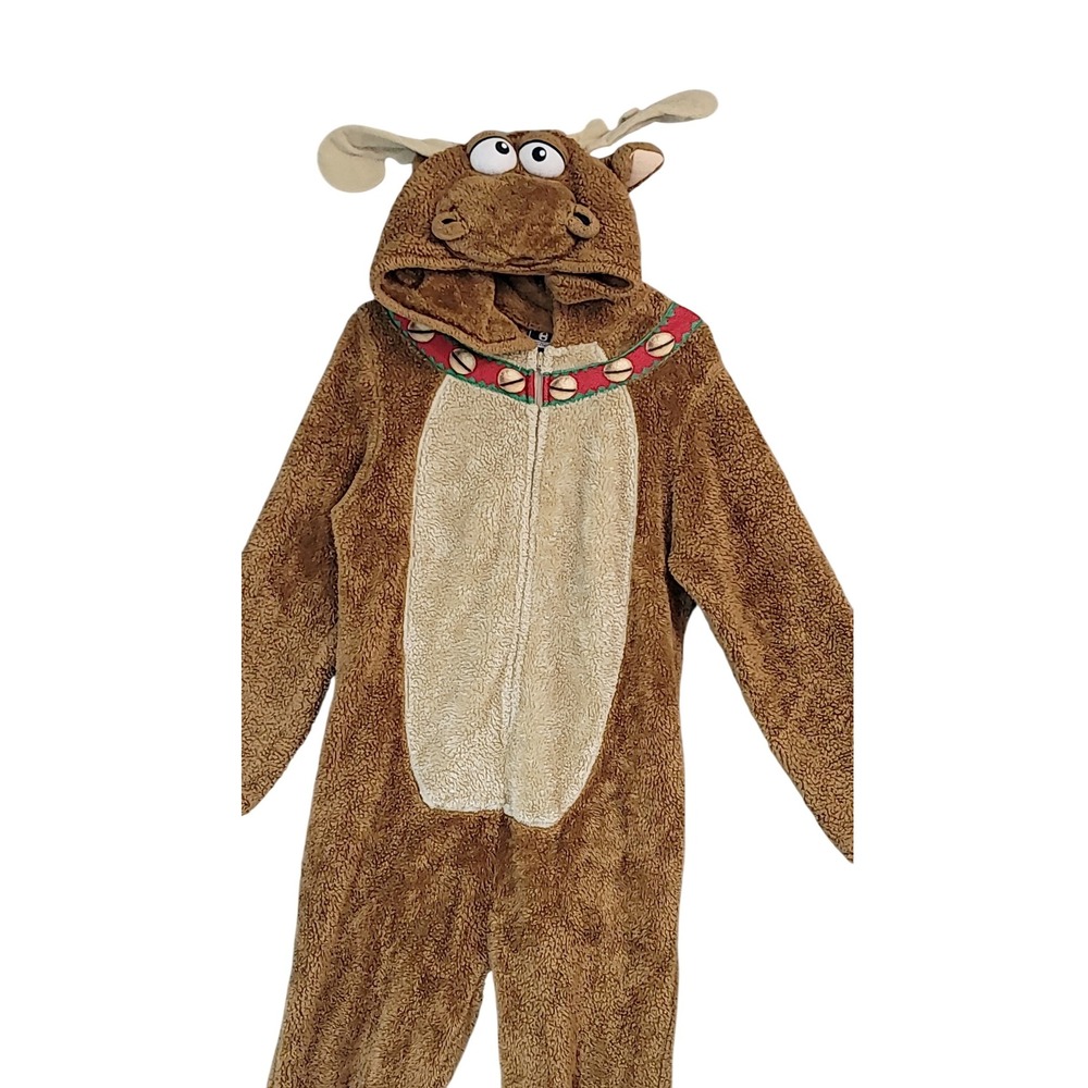Briefly Stated Moose Pajamas Sleepwear One Piece‎ Hooded Costume Adult Medium